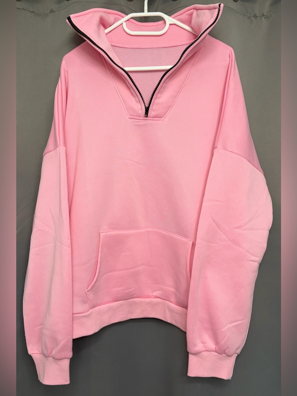Pink Half Zip Long Sleeve Sweatshirt